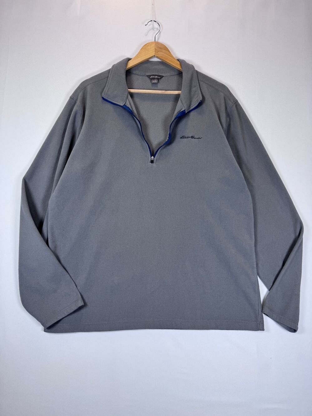 Eddie Bauer Mens Tall Large Gray Fleece Quarter Zip Pullover gorpcore Hiking